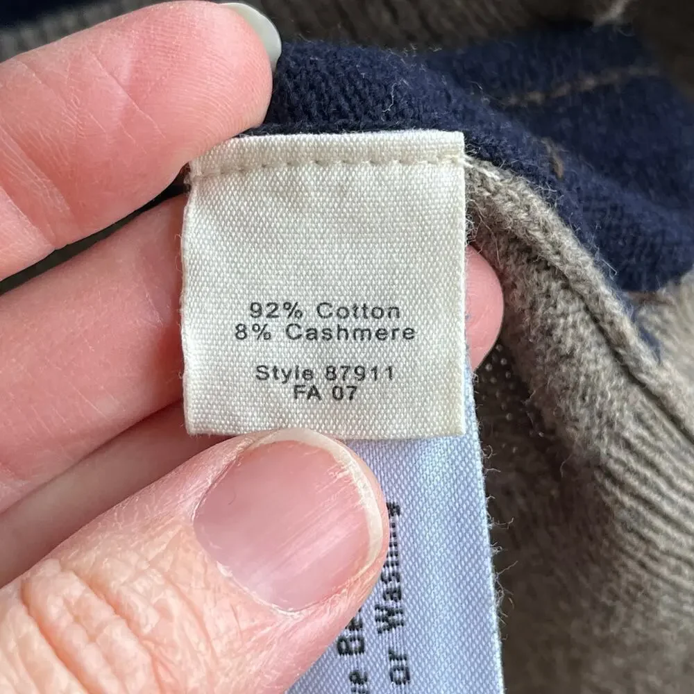 J. Crew Men's Tan Argyle Sweater Vest Cotton/Cashmere Size L